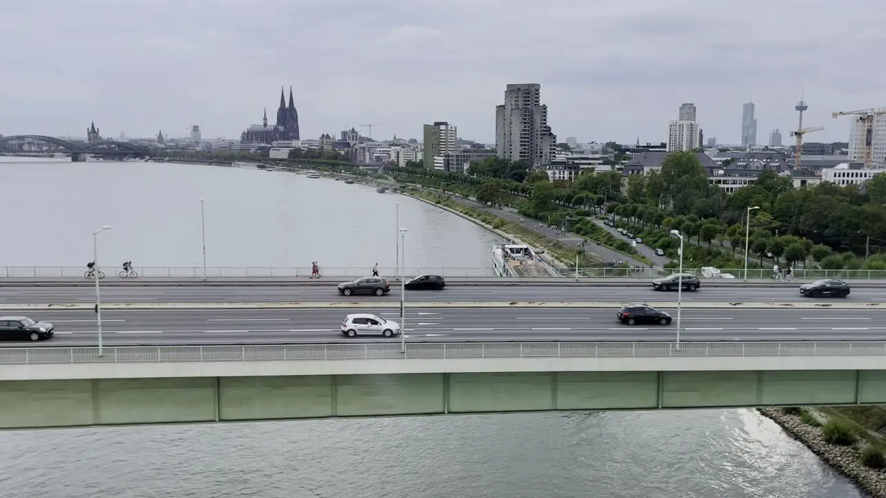 Car bridge with a city in the background in Germany