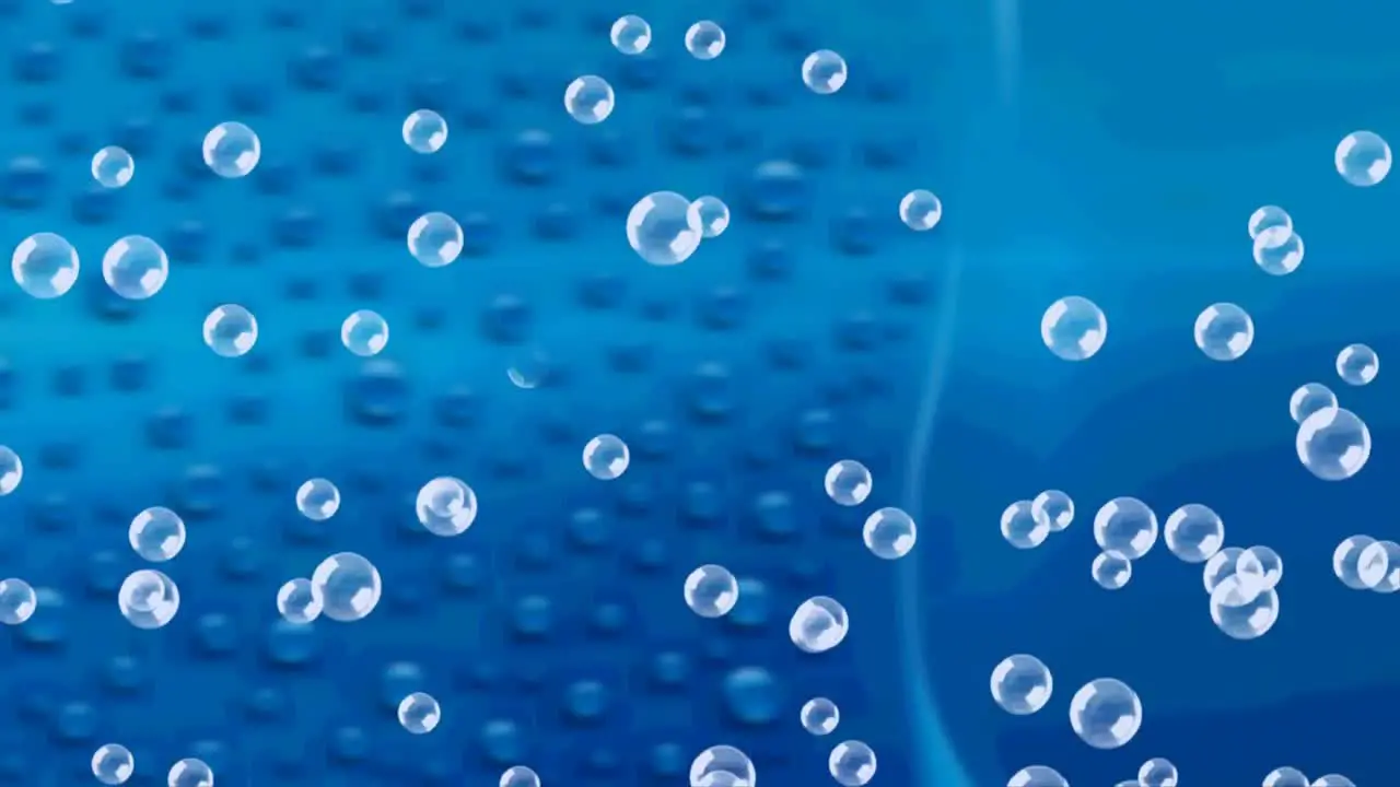 Animation of flying white bobbles on blue background