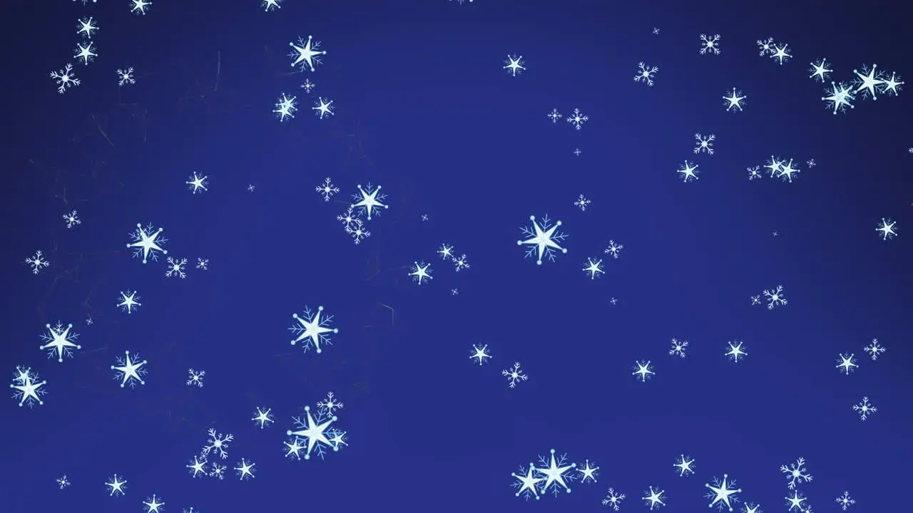 Animation of shining star icons falling against blue background with copy space