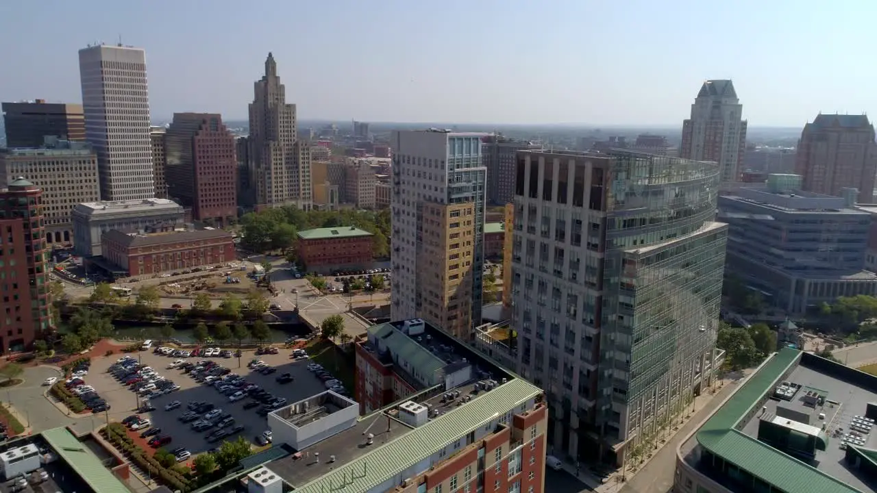 4K Aerial Providence Rhode Island Flyover River City Urban Freedom