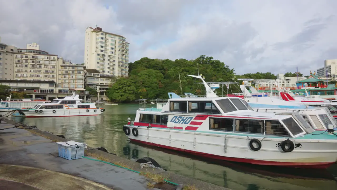 Toba Marina in Mie Prefecture Panning over Resort Hotels and Boats