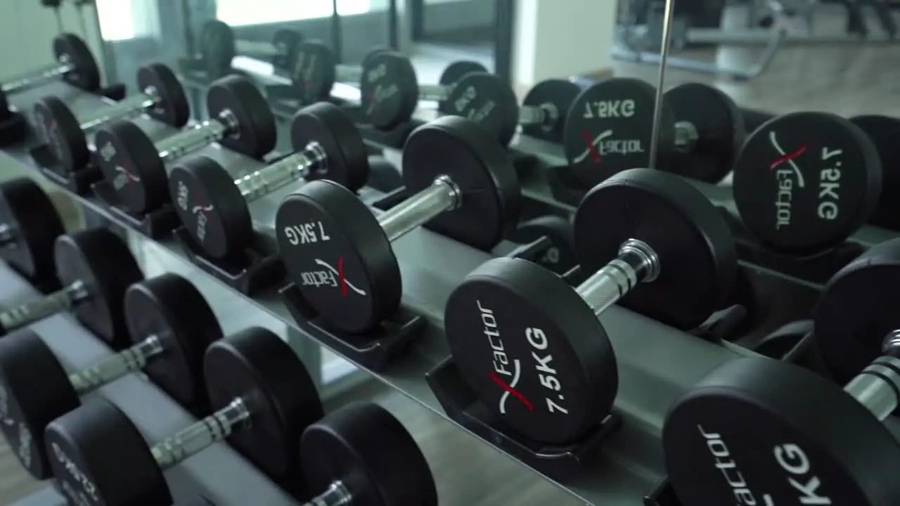 Metal Rack Full of Dumbbell In Gym