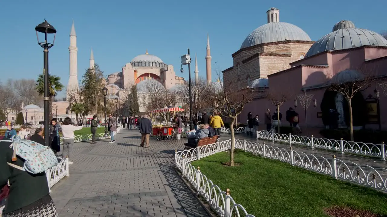 ISTANBUL January 2022 tourists at famous city square called "Sultanahmet