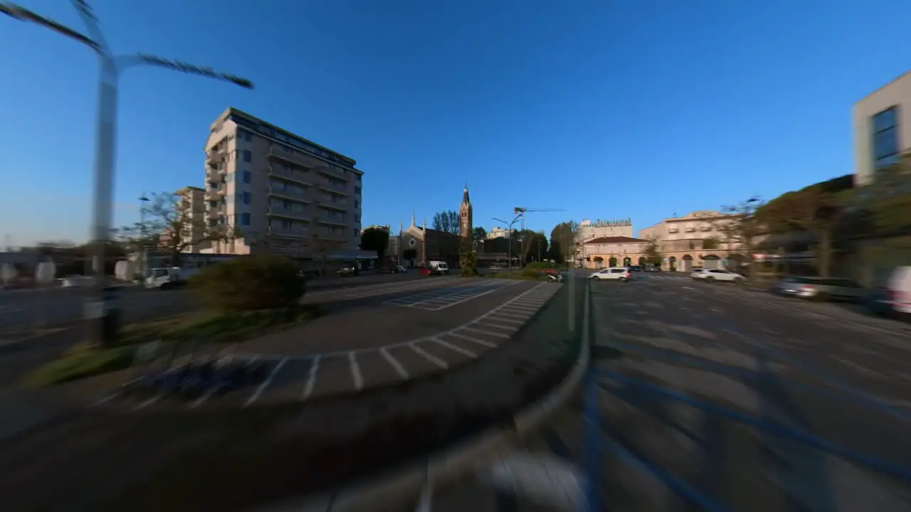 Hyperlapse Footage of Movement Towards Church in Rimini Italy