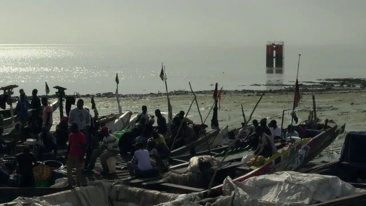 Bandim fishing port small wooden boats place as space and commercial exchanges from fishermen bideiras buyers and their families