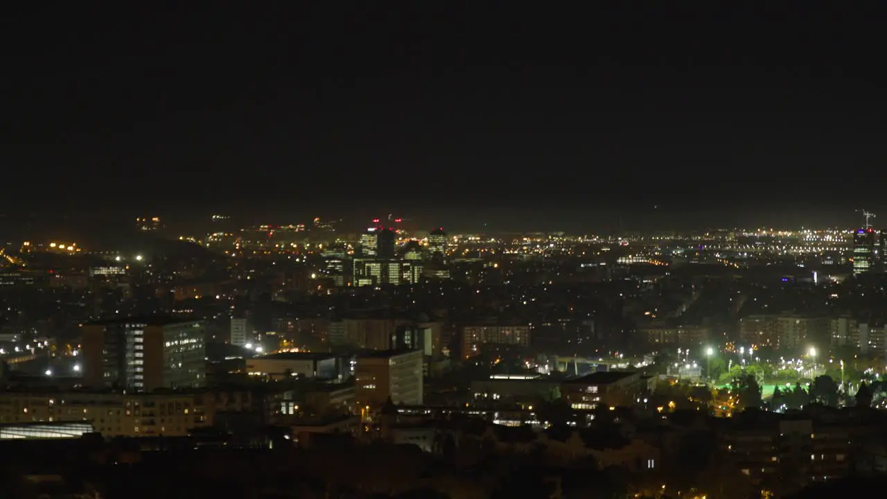 Barcelona Residential and Business District Skyline at night