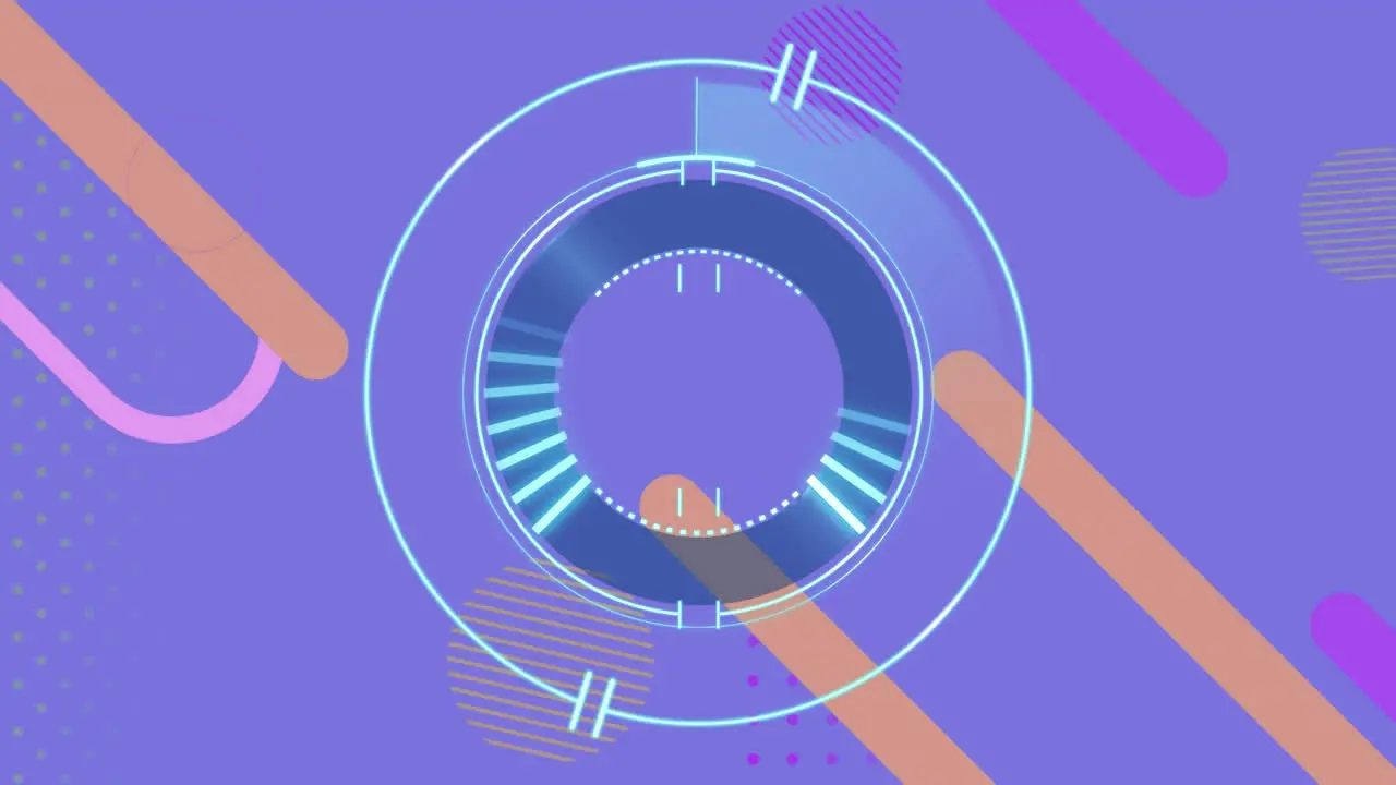 Animation of loading circles over bars and line forming circles against abstract background