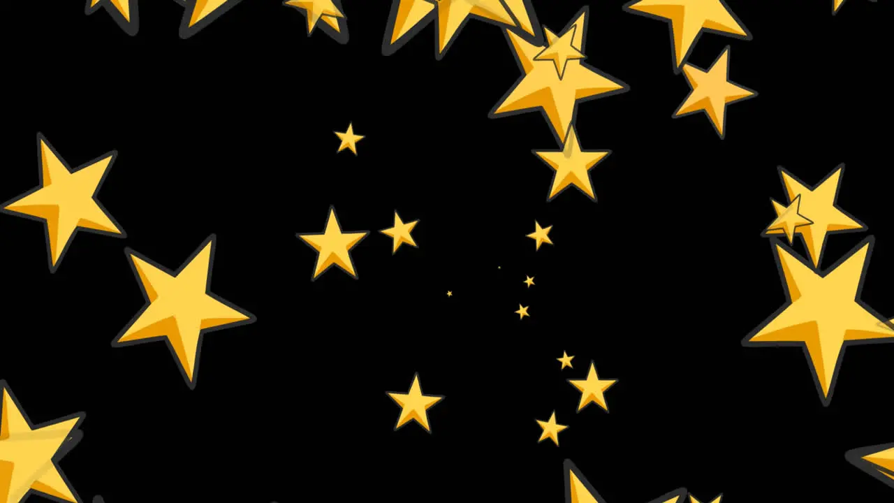 Animation of yellow stars on black background