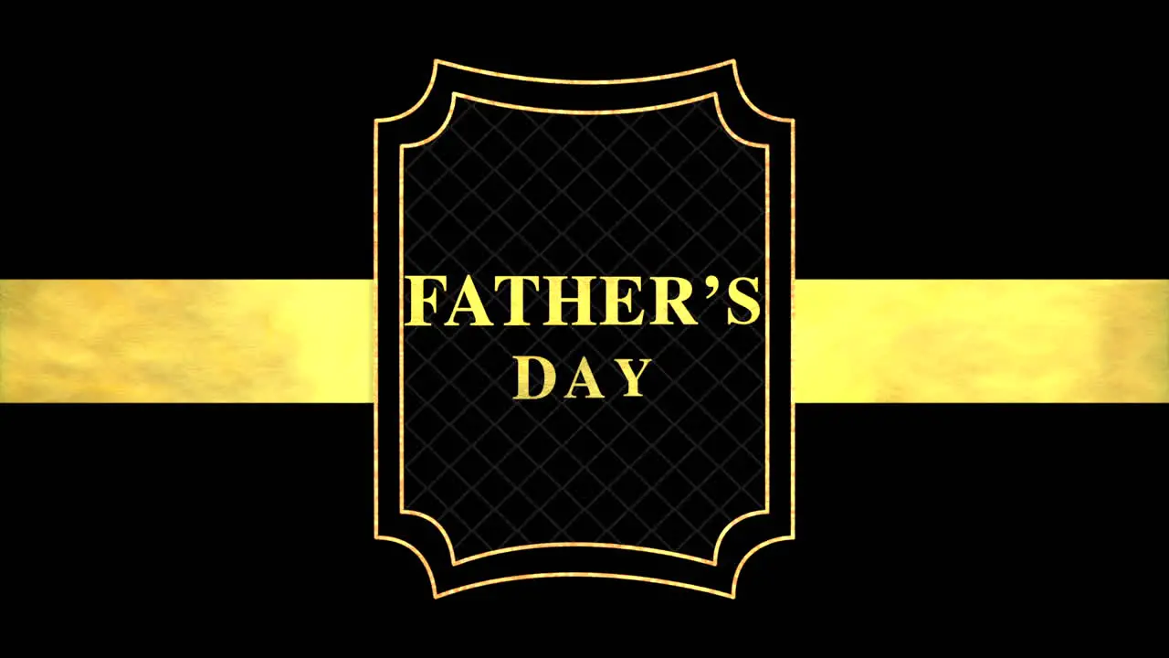 Animation text Fathers day on black fashion and minimalism background with gold line and shape