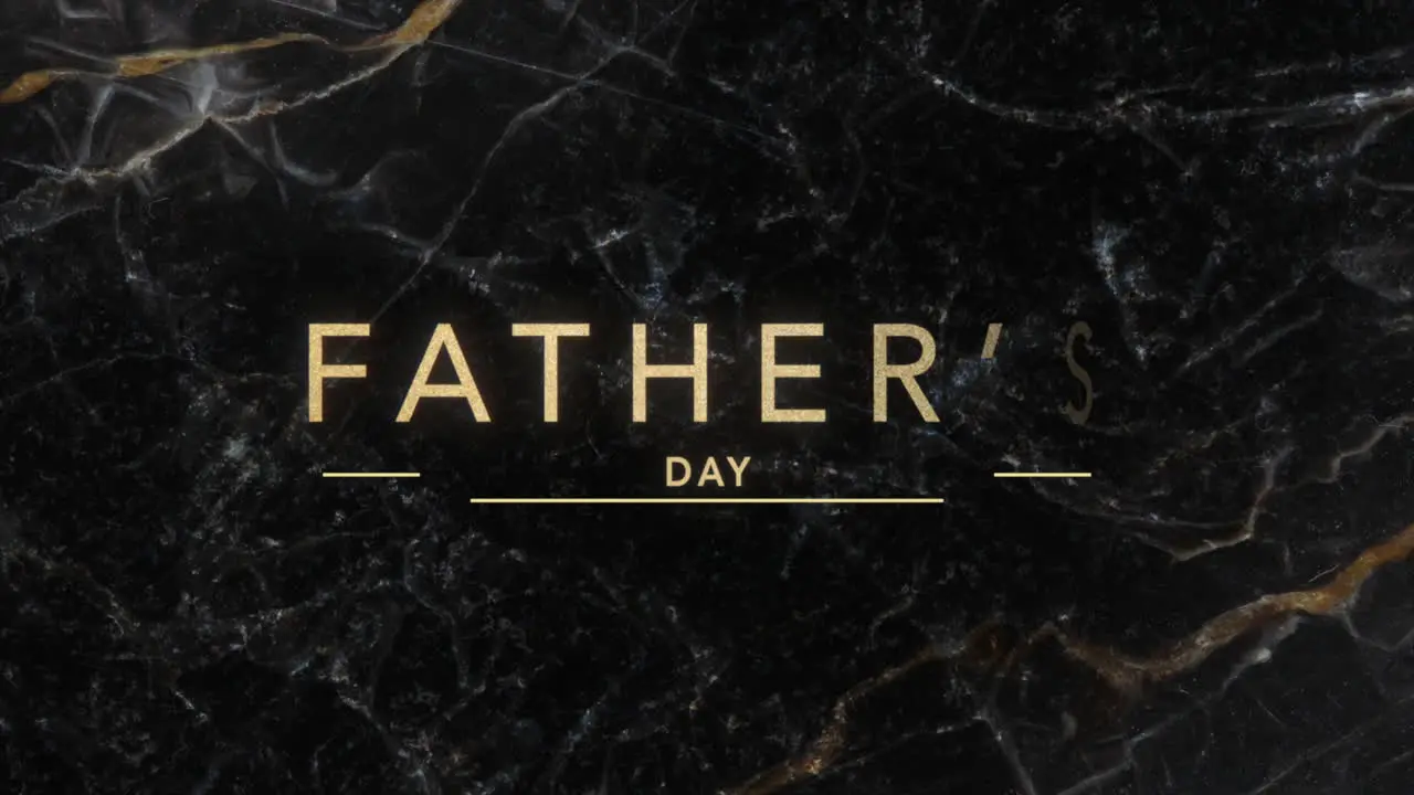 Animation text Fathers day on black fashion and minimalism background with marble pattern