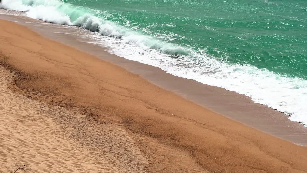 Diagonal view of sea waves on the beach