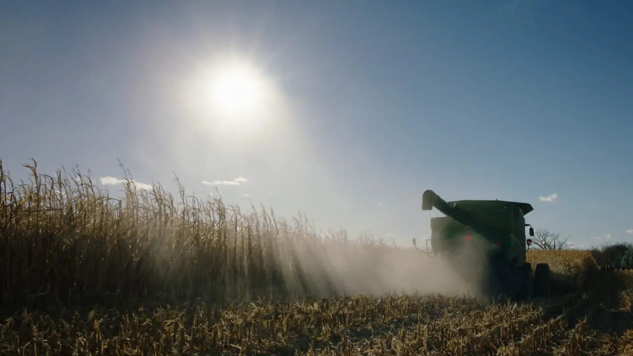 Combine Harvester Sunny Day Slow Motion