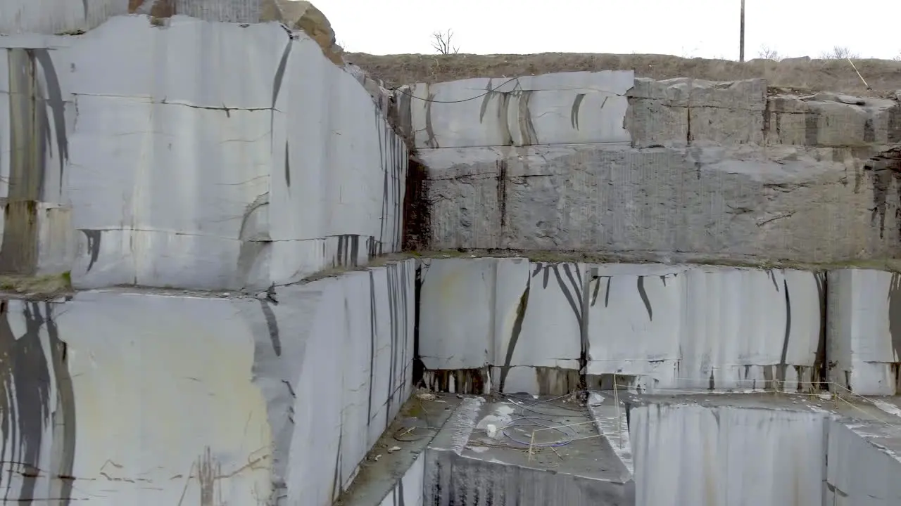 Slow Camera Pan Giant Blocks Of Marble In Stone Quarry