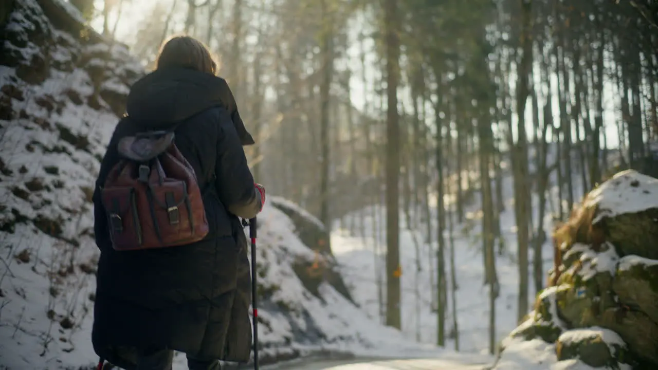 Hiker With Backpack Walking