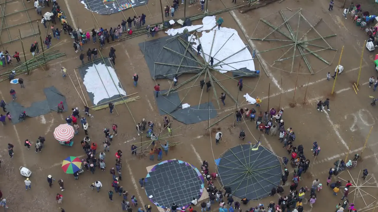 People prepare giant kites for All Saint's Day In Sumpango aerial