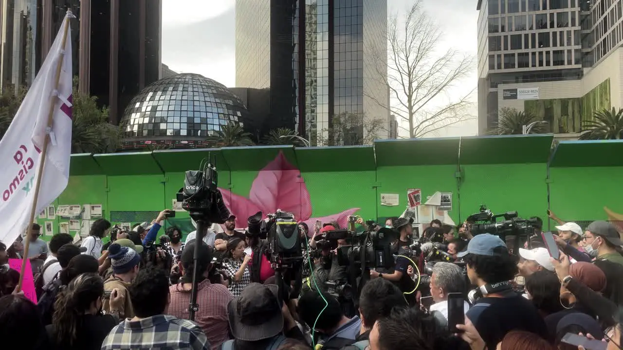 shot of a social protest in mexico city at paseo de la reforma