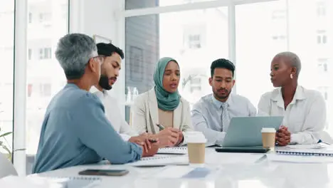 Laptop diversity or business people planning