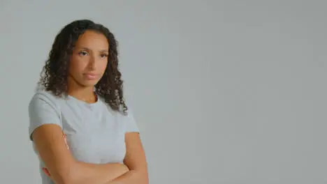 Portrait Shot of Young Adult Woman Looking Annoyed 02