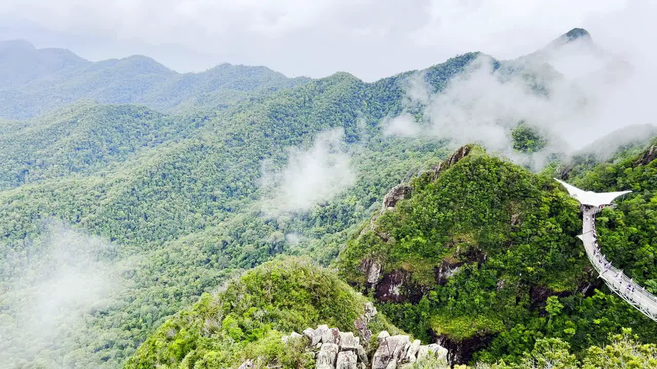 A drone shot of the breathtaking beauty of rolling hills in Langkawi