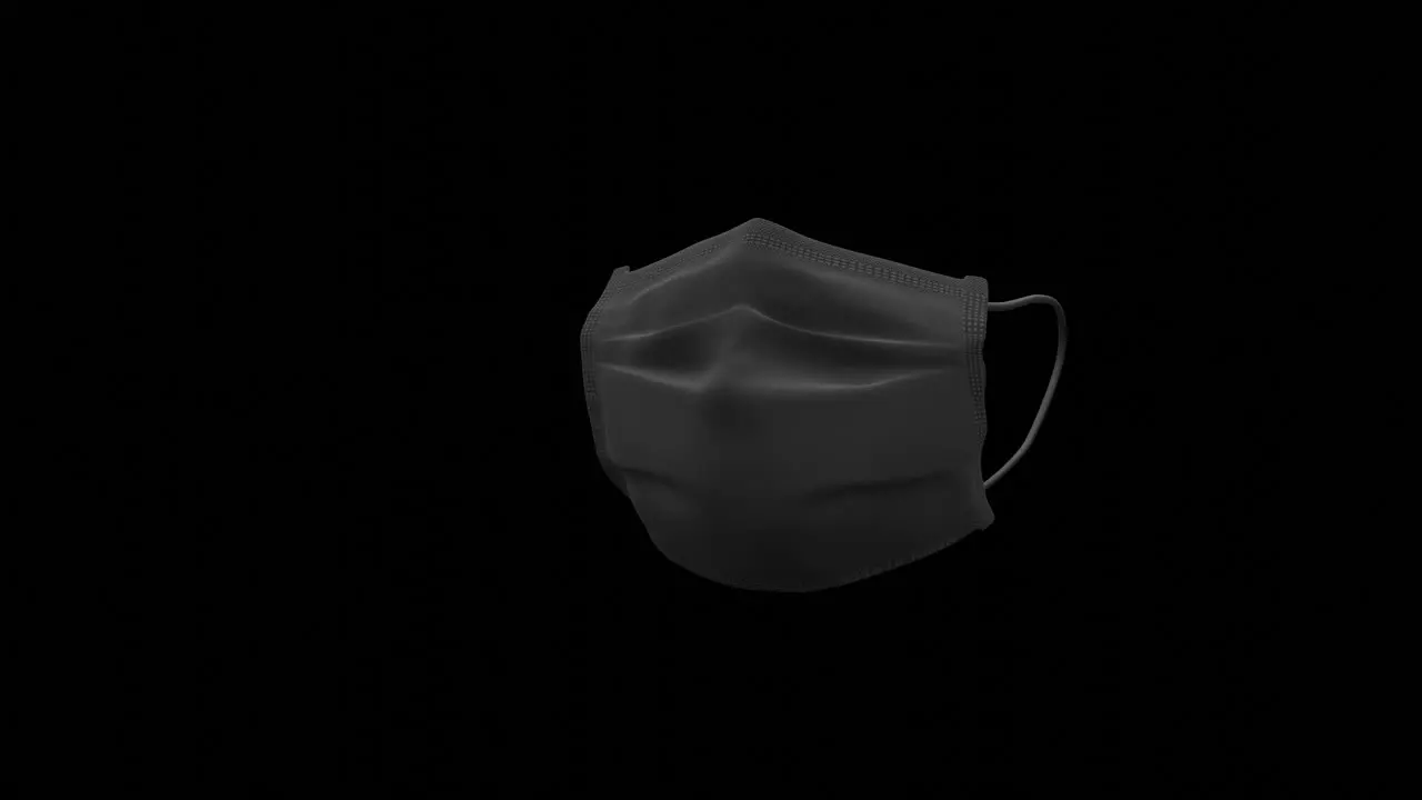 3D black medical mask surgical mask circular rotations function of mask is to prevent virus transmission and chances of infection best use in Covid-19 pandemic