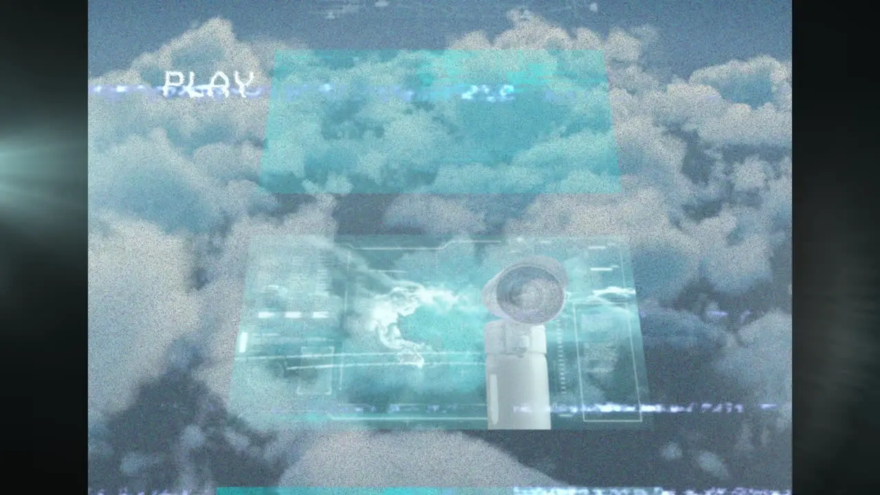 Animation of interference over digital screens and clouds