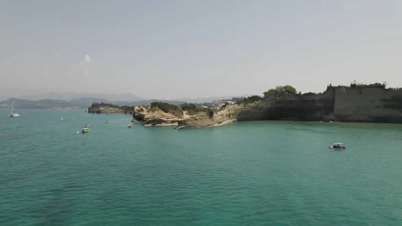 Aerial view of famous Canal D'amour in Sidari Corfu beautiful summer day