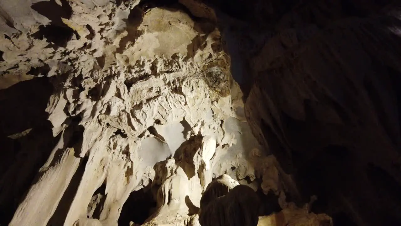 Inside a limestone cave found while traveling round HaLong Bay Vietnam