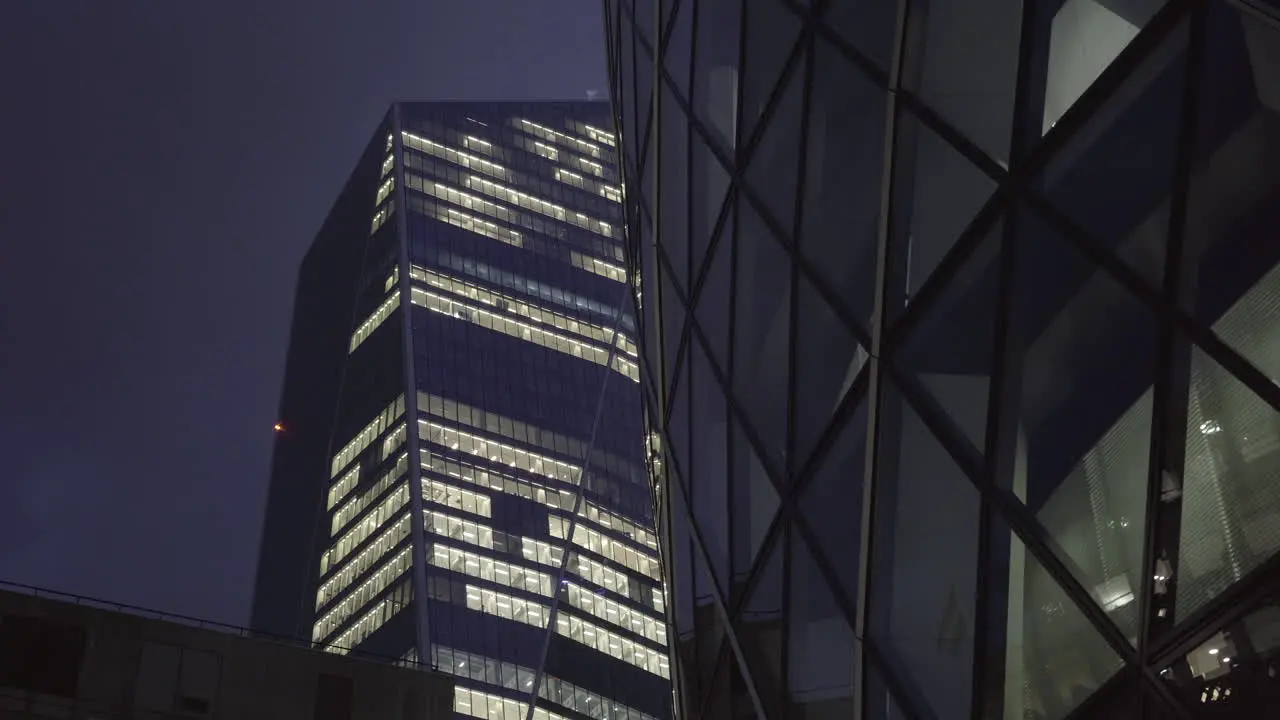 Buildings of the City of London during the night