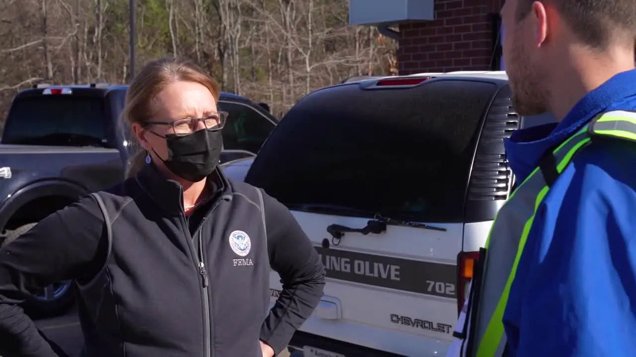 Fema Agents Tour Kentucky Tornado Sites Meeting With An Incident Commander In A Command Center