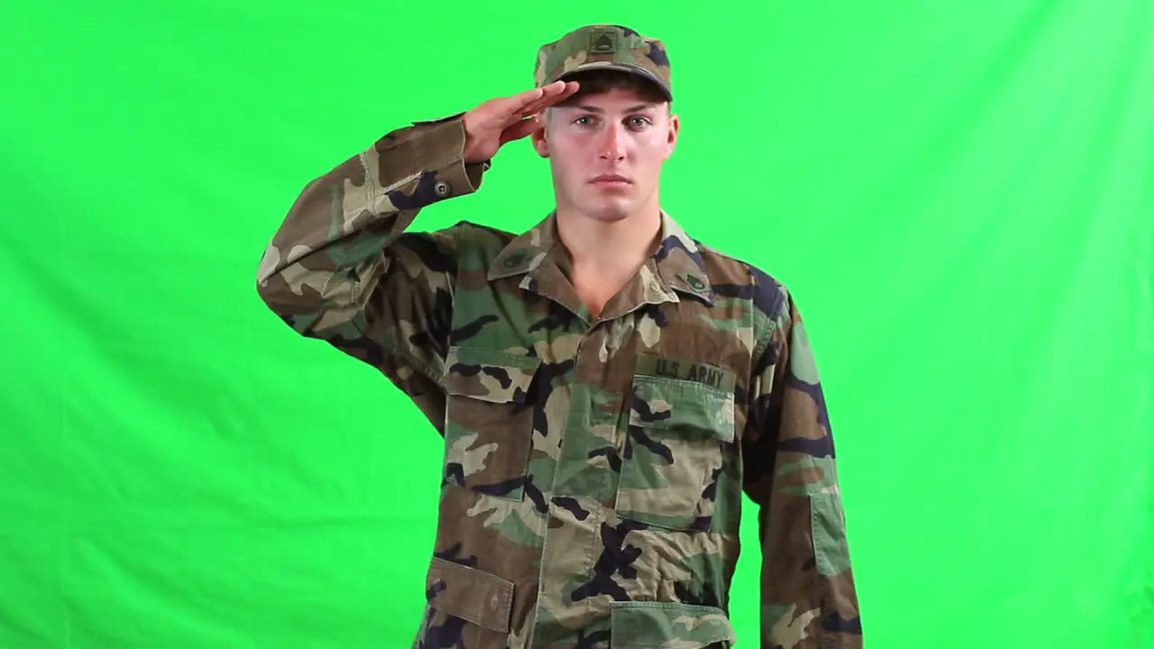 US Army Serviceman in Full Uniform Salute