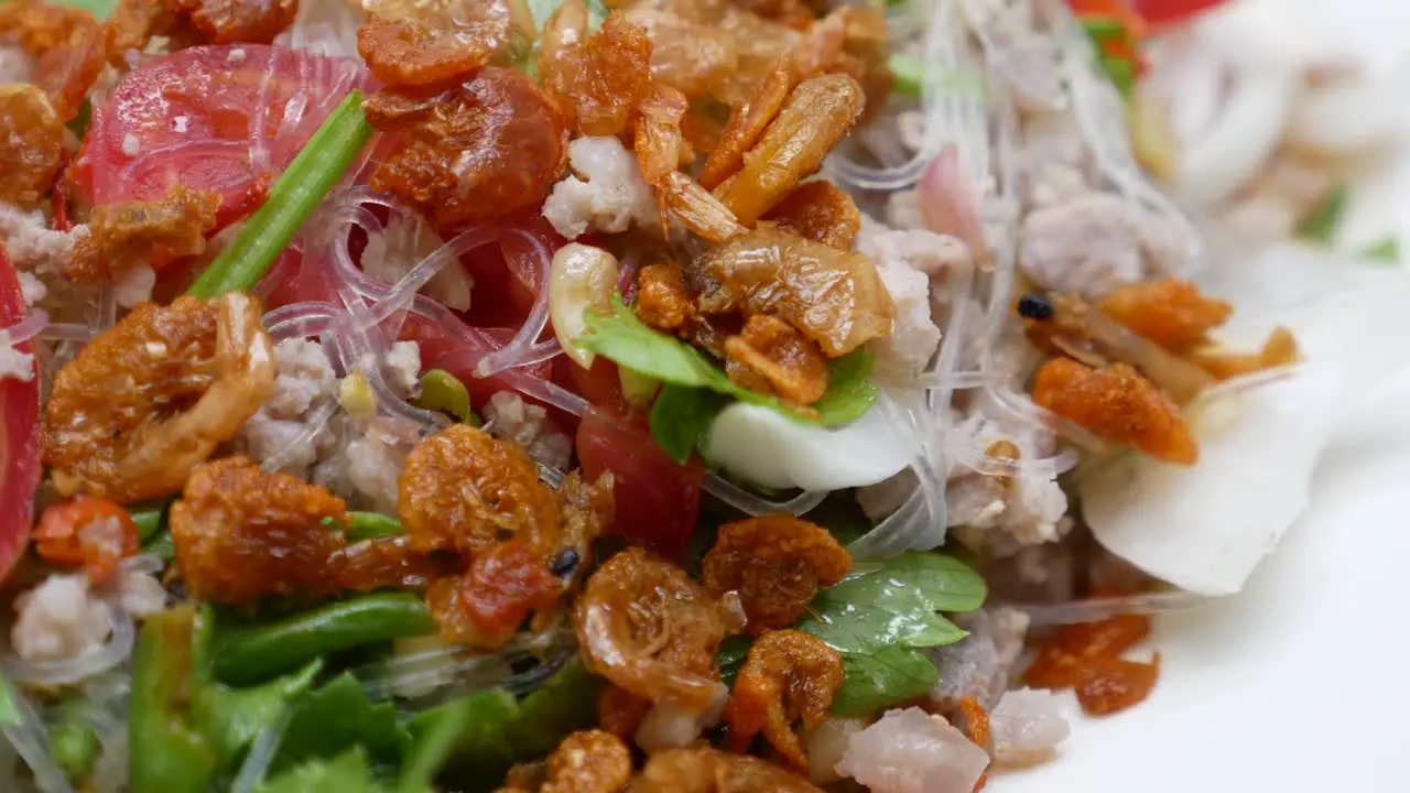 Close-Up Footage of Yum Woon Sen  One of the Favourite Thai Street Food