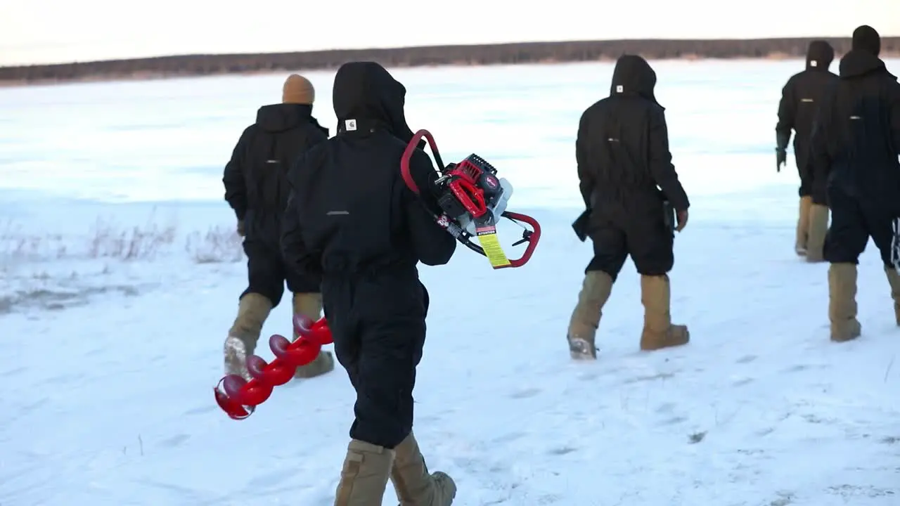 Us Army Paratroopers Determine Ice Thickness With Ground Penetrating Radar For Bulldozer Frozen Tanana River Ak