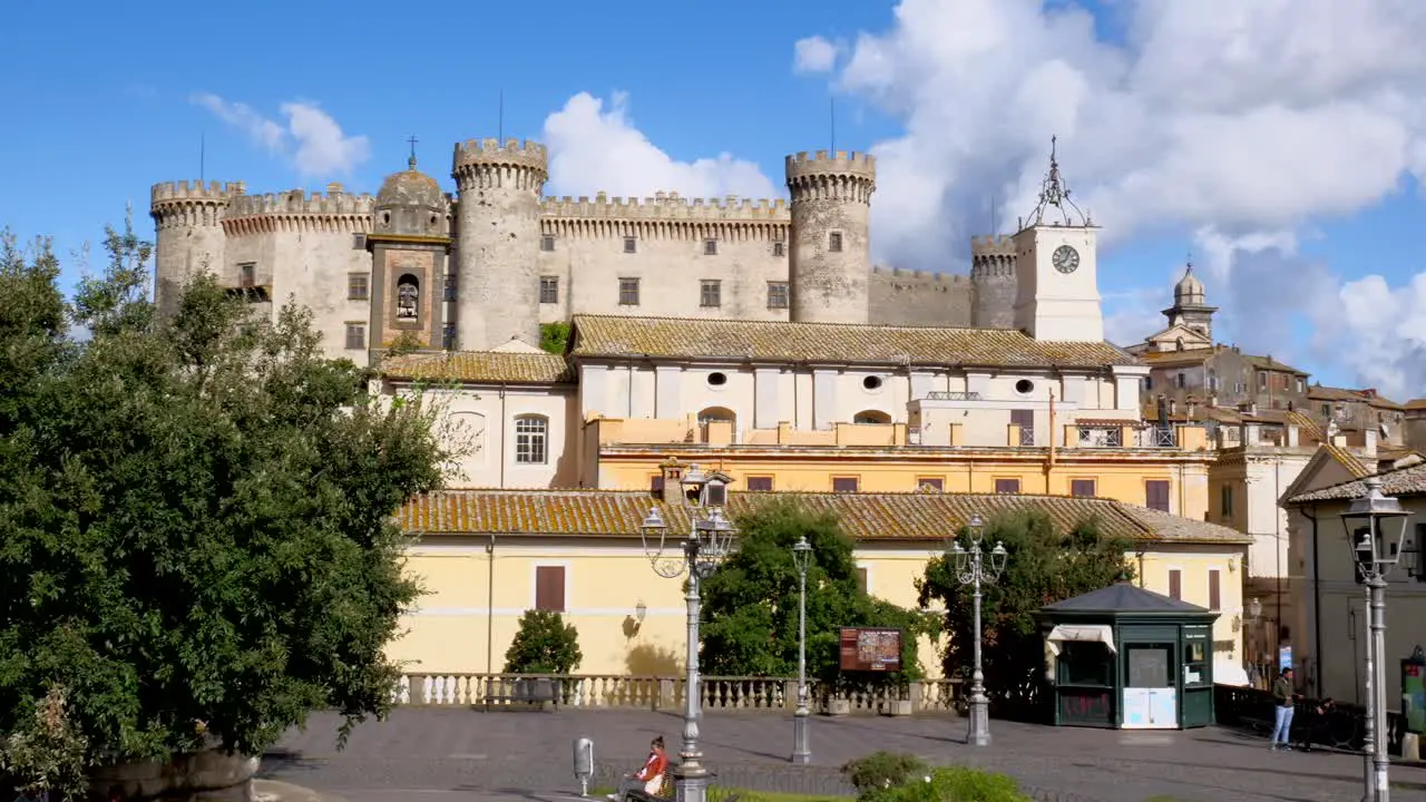 View on the main square of Bracciano with its iconic castle in the background