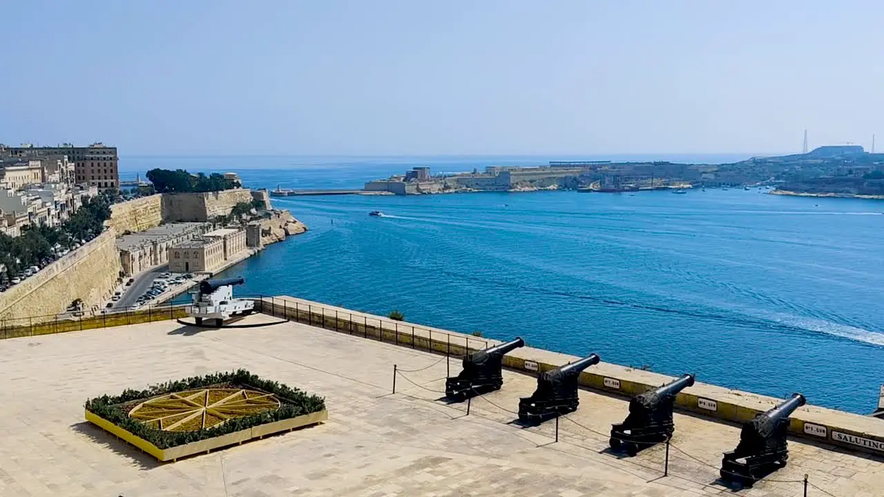 The Saluting Battery and Grand Harbor in Valletta Malta