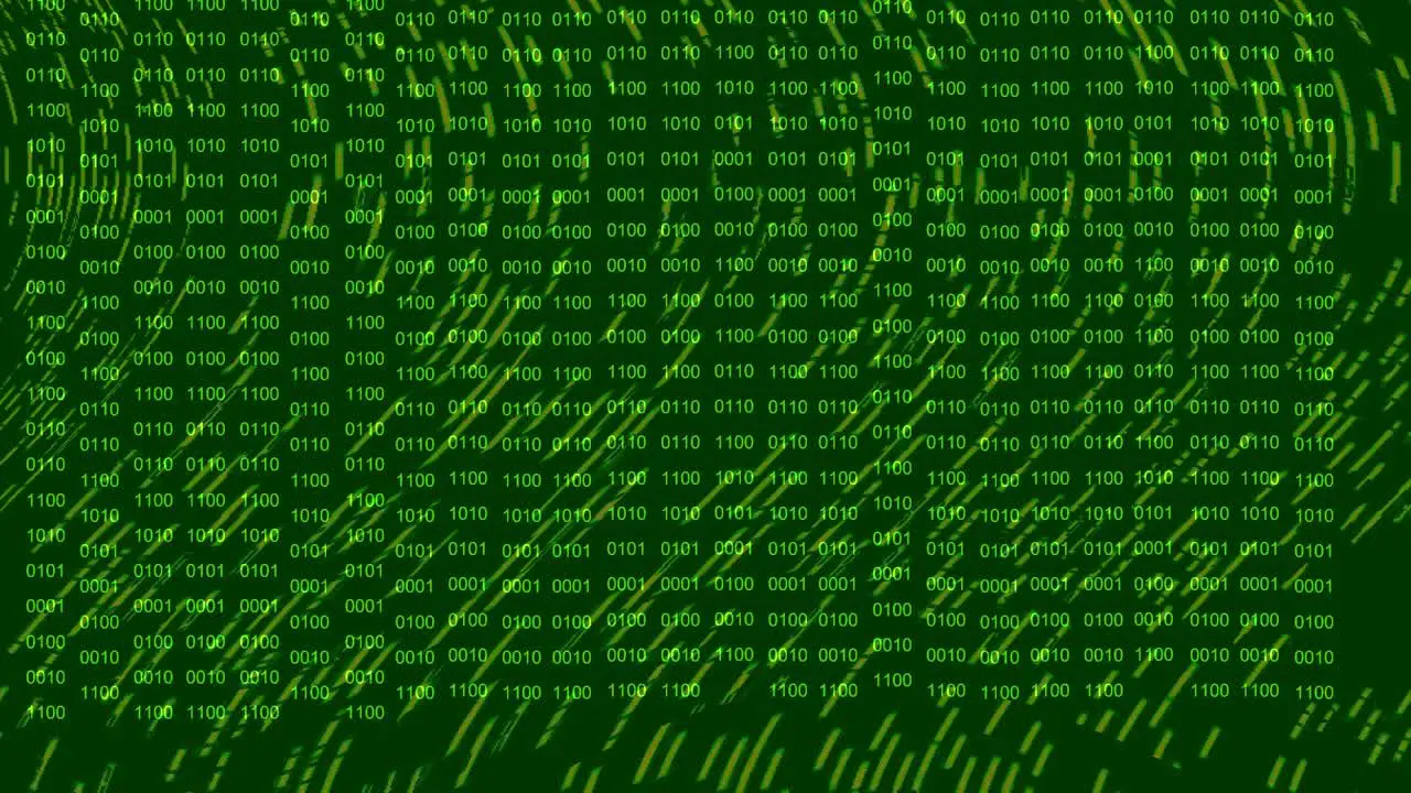 Animation data storm flashing streams of data and binary