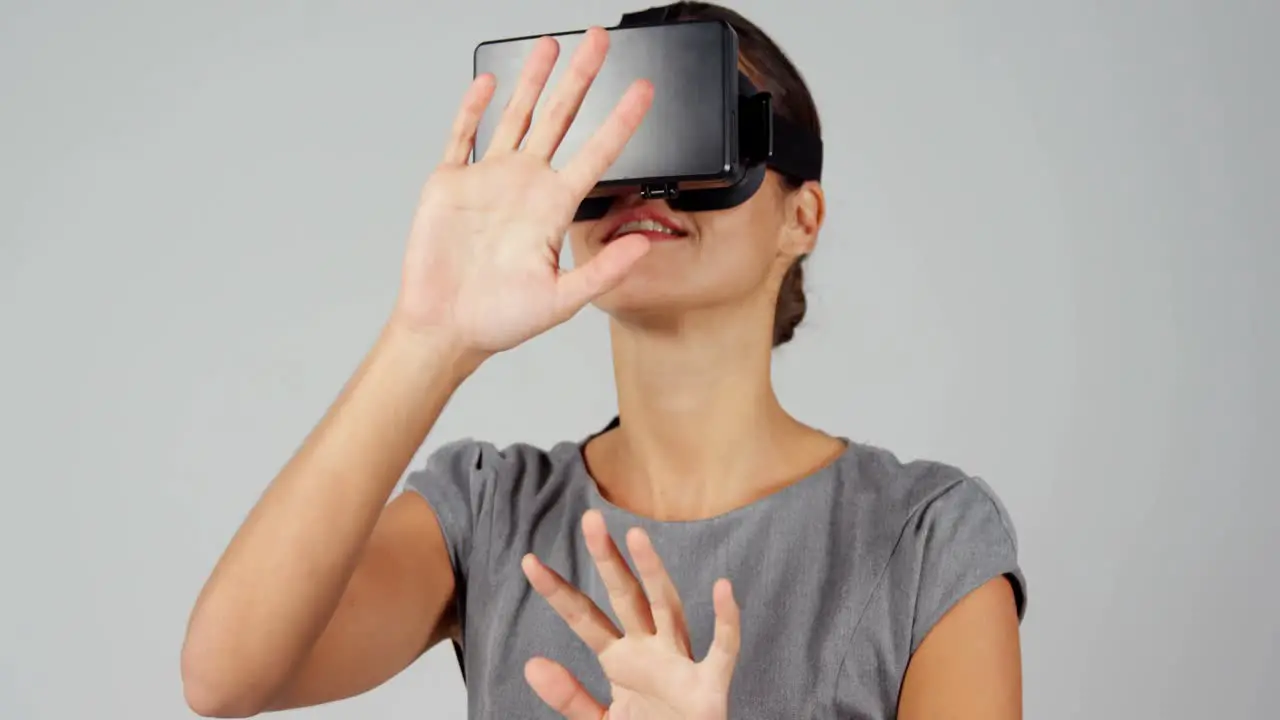 Woman using virtual glasses