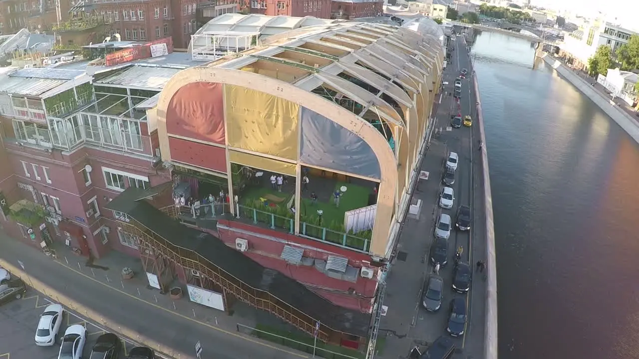 Aerial shot of Gipsy bar with view to the Moscow River