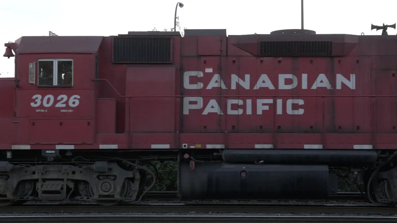 Canadian Pacific Freight Train Running Slowly On The Railway In Canada static shot