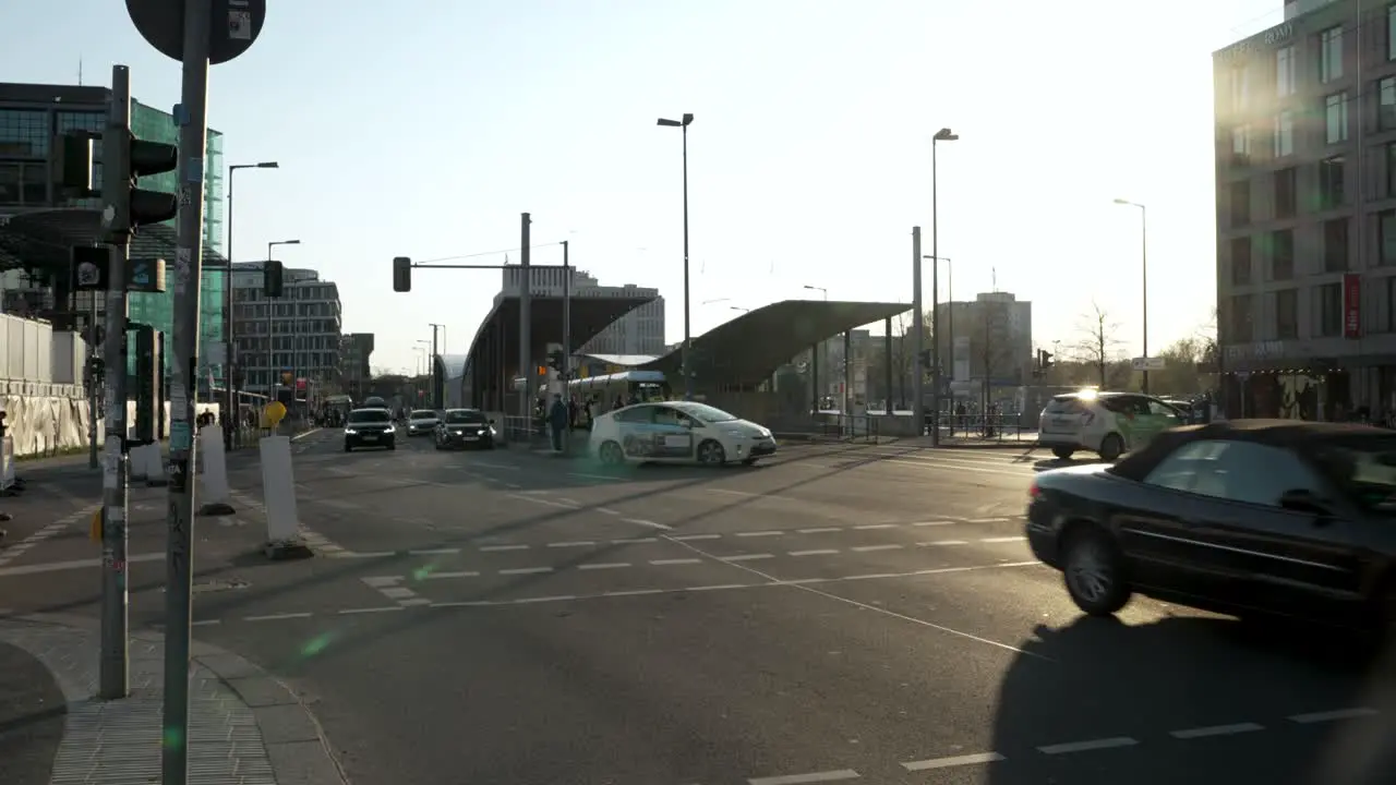 Slow motion Cars driving at intersection on Invalidenstraße in Berlin Germany