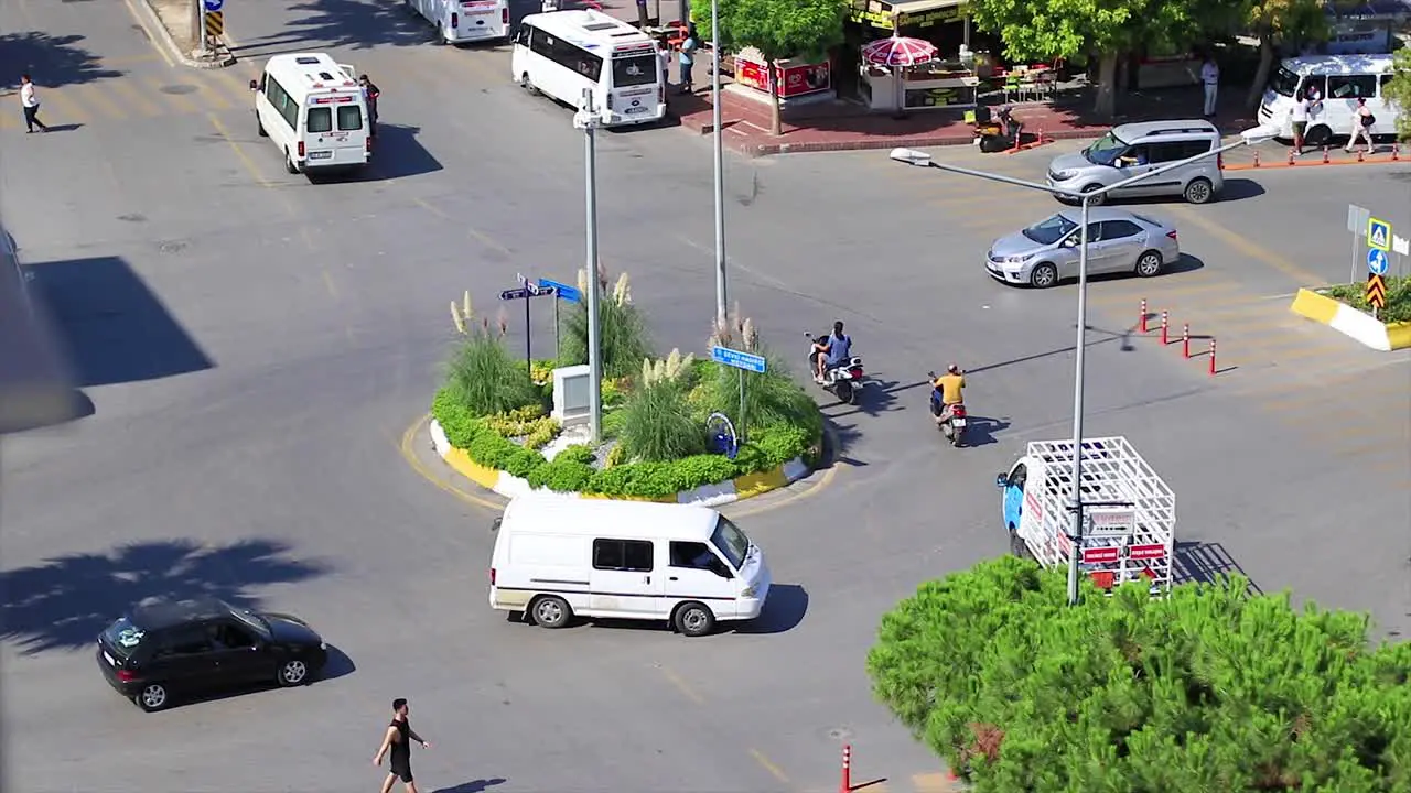 Ring road in the center of Kusadasi Turkey and vehicles driving through