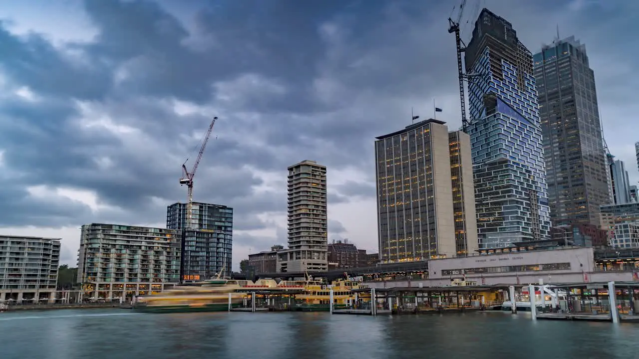 Boats arriving and leaving City Harbour Timelapse Sydney