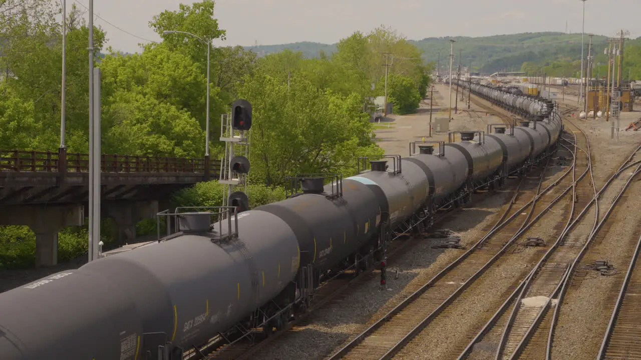 endless string of oil tankers on a train in Pennsylvania