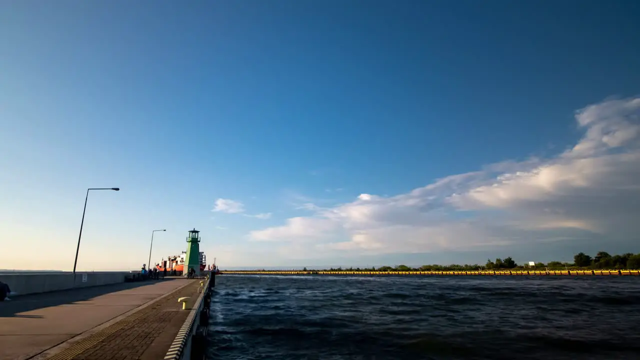 Time Lapse of Cargo Ship Exiting Harbour