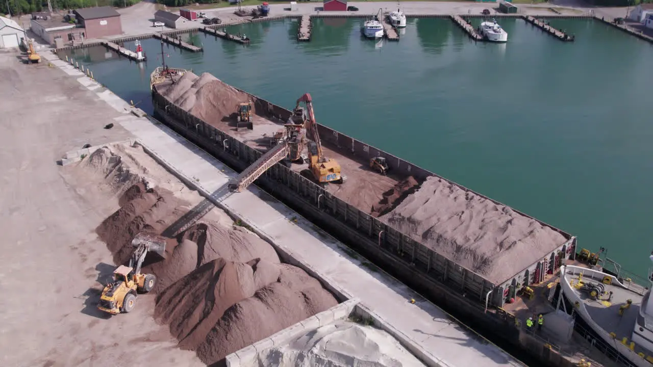 Sam Laud Bulk Carrier Unloading Gravel With The Use Of Loader Crane At Kingsville Harbour