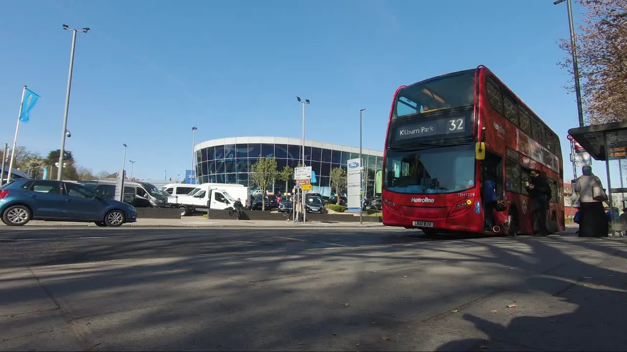 People Getting On Number 32 Bus At Edgware Road In London