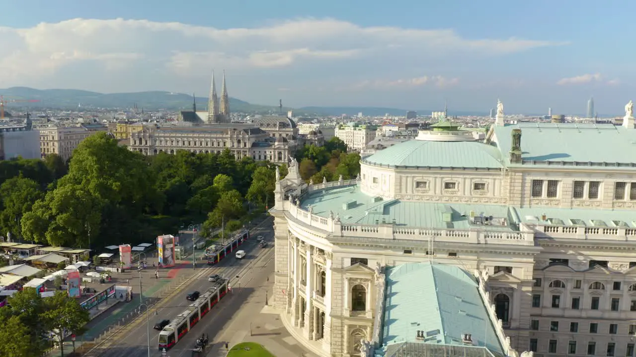 Aerial View of Electric Buses in Vienna Austria on Summer Day