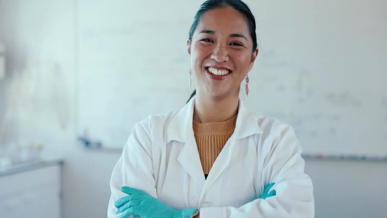 Smile arms crossed and a woman science teacher