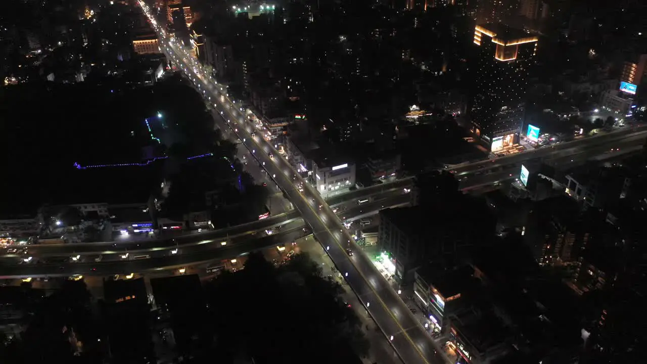 Many vehicles are going from above rajkot aerial drone view