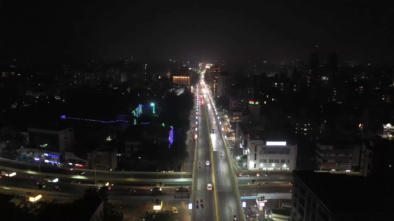 rajkot city aerial drone view Many vehicles are going from the bridge many complexes are visible around