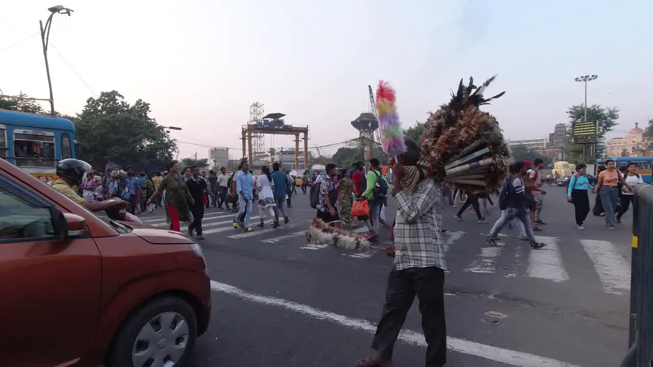 Stock footage of Kolkata City Road Street and people